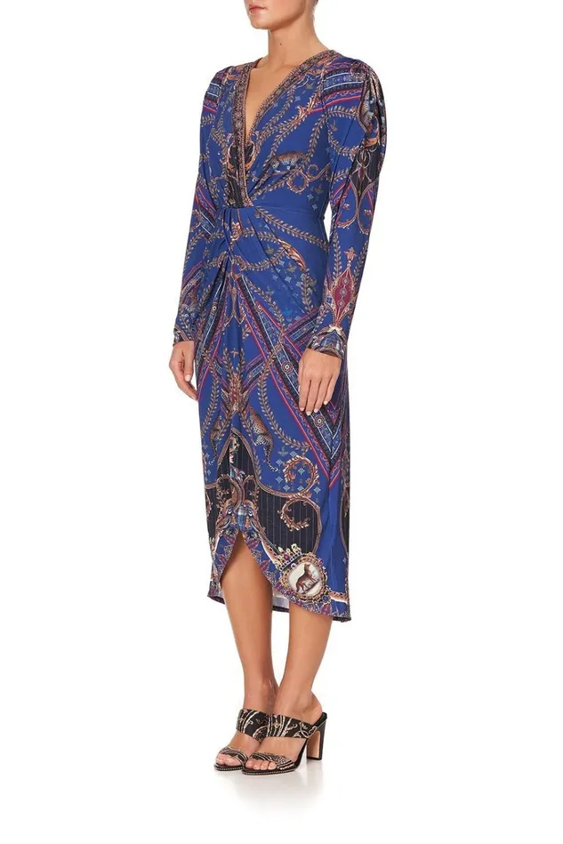 Camilla Wedding Guest Dresses Women Jersey Tuck Dress With Drapped Sleeves Dining Hall Darling