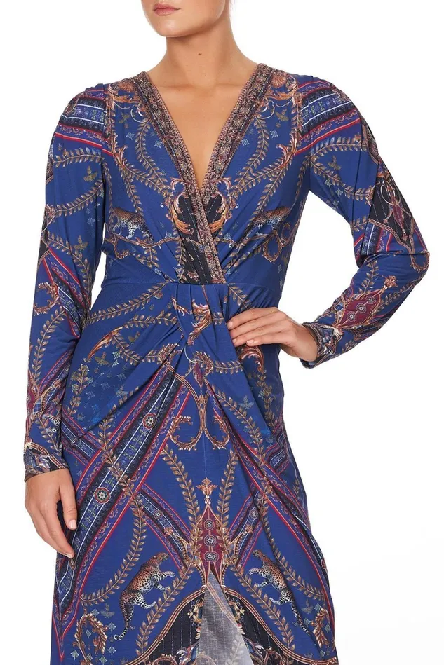Camilla Wedding Guest Dresses Women Jersey Tuck Dress With Drapped Sleeves Dining Hall Darling