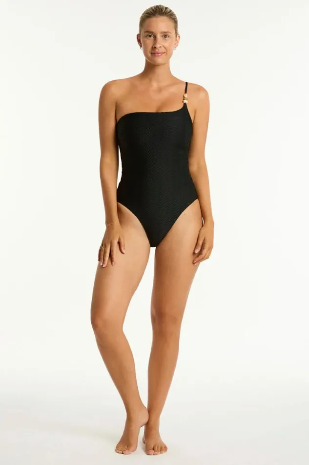 Caracus One Shoulder One Piece Caracus Black Women Sea Level One Pieces