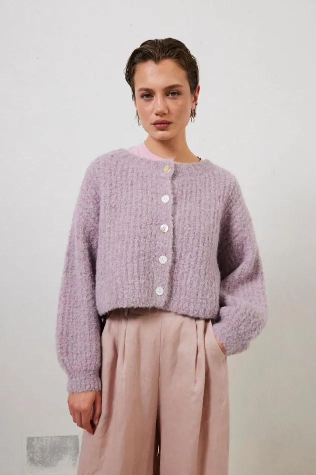 Cardigans Women VRG GRL Elsie Knit Cardigan Lilac Cardigans Women VRG GRL Elsie Knit Cardigan Lilac