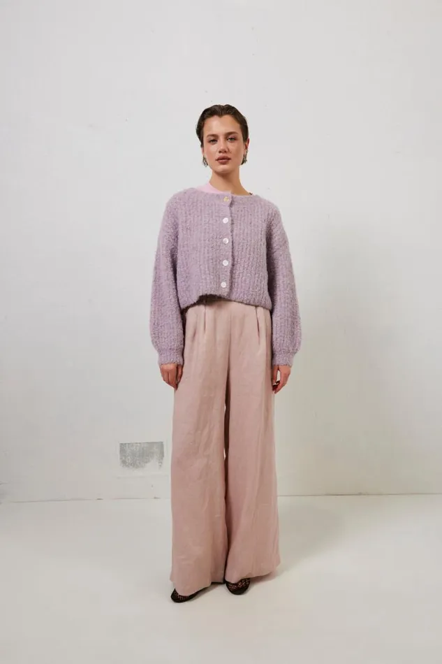 Cardigans Women VRG GRL Elsie Knit Cardigan Lilac Cardigans Women VRG GRL Elsie Knit Cardigan Lilac