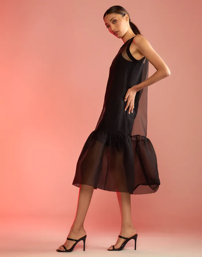 Carrie Organza Midi Dress 8211 Black Women Cynthia Rowley Dresses