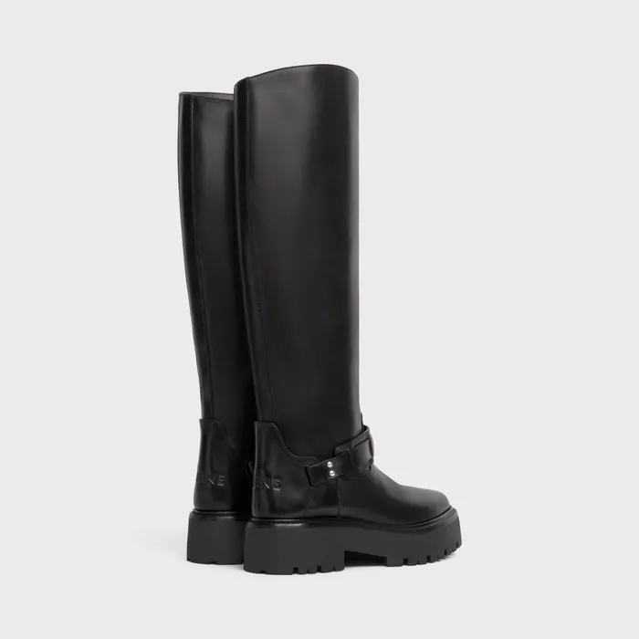 Celine Bulky High Boot With Harness In Calfskin Black Women CELINE BOOTS AND ANKLE BOOTS