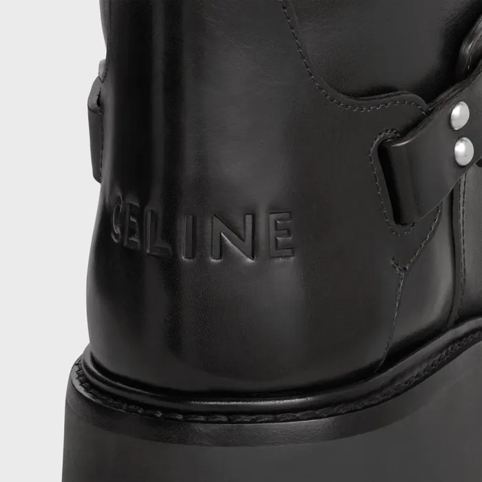 Celine Bulky High Boot With Harness In Calfskin Black Women CELINE BOOTS AND ANKLE BOOTS