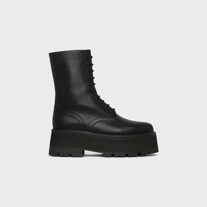 Celine Bulky Maxx LaceUp Boot In Shiny Bullskin Black Men CELINE BOOTS