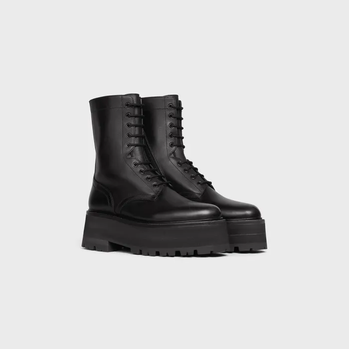 Celine Bulky Maxx LaceUp Boot In Shiny Bullskin Black Men CELINE BOOTS