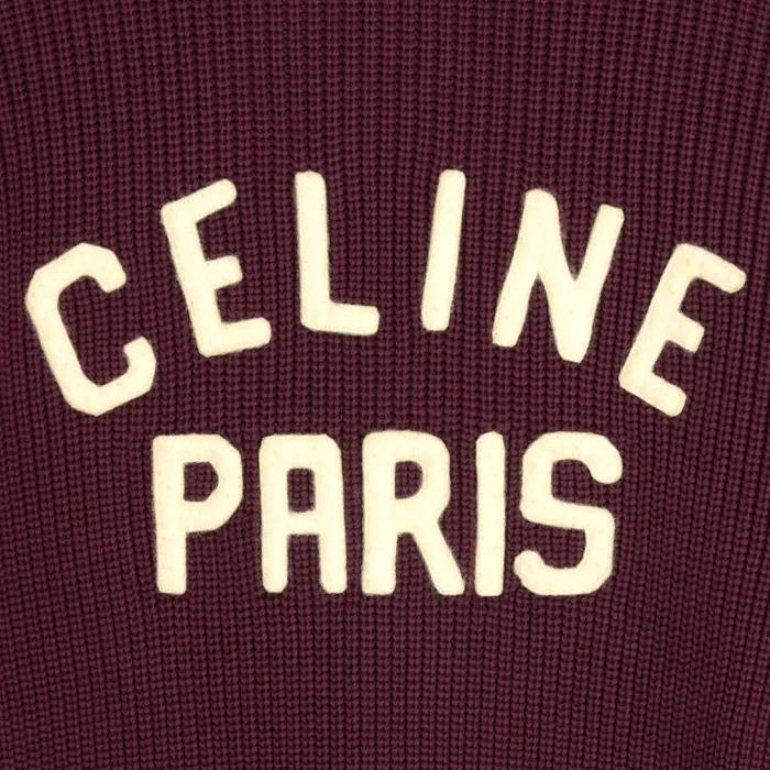 Celine College Cardigan In Cotton Burgundyecru Men CELINE KNITWEAR