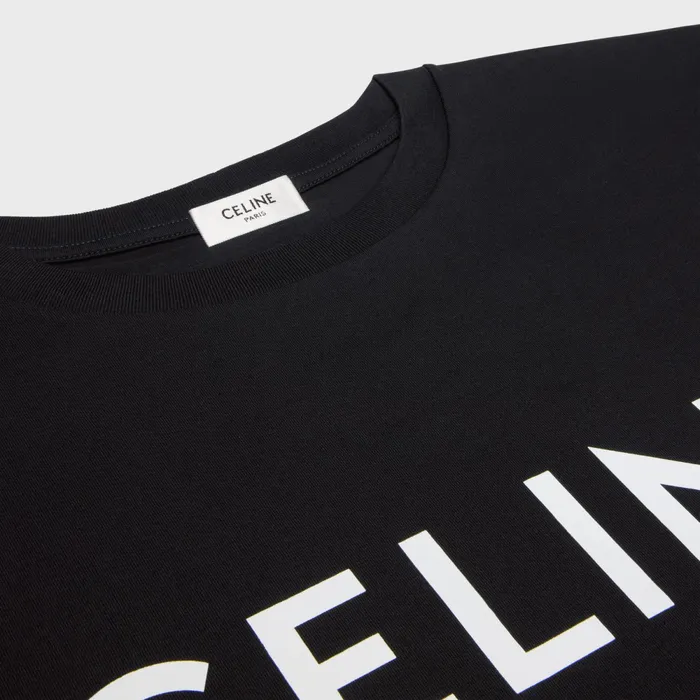 Celine Loose TShirt In Cotton Jersey Black White Women CELINE TSHIRTS AND SWEATSHIRTS