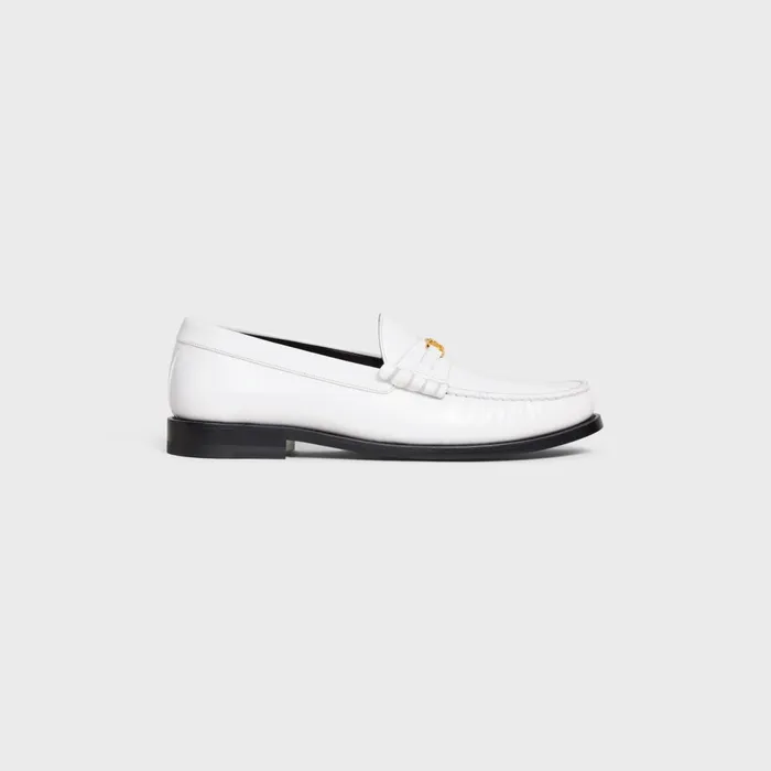 Celine Luco Triomphe Loafer In Polished Bullskin White Women CELINE LOAFERS AND FLATS Celine Luco Triomphe Loafer In Polished Bullskin White Women CELINE LOAFERS AND FLATS