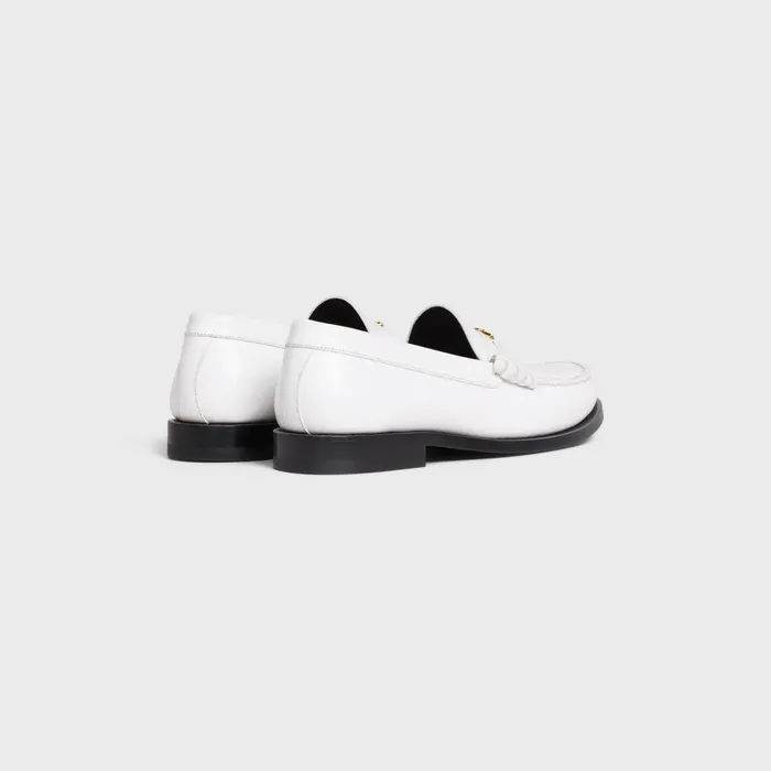 Celine Luco Triomphe Loafer In Polished Bullskin White Women CELINE LOAFERS AND FLATS