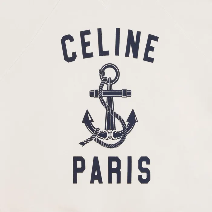 Celine Paris Anchor Sweater In Cashmere Fleece Light Ivory Bleu Ancre Women CELINE KNITWEAR