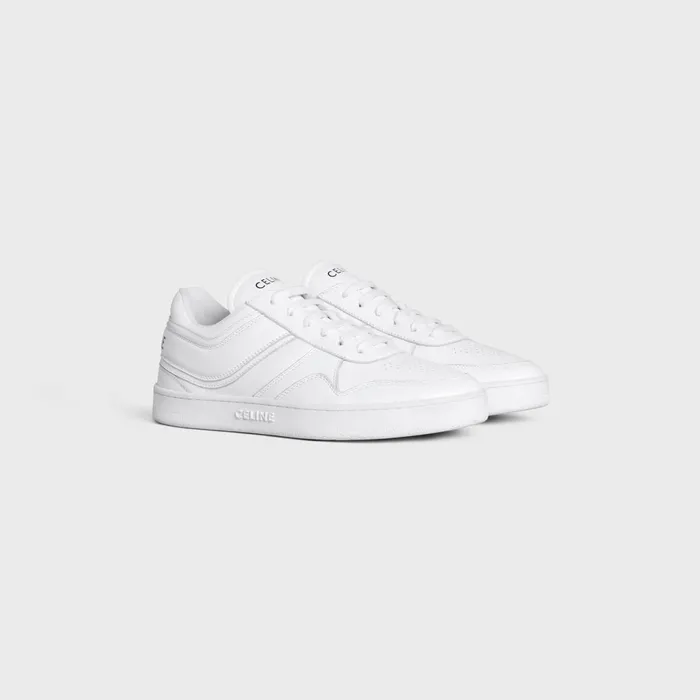 Celine Trainer Low LaceUp Sneaker In Calfskin Optic White Women CELINE SNEAKERS
