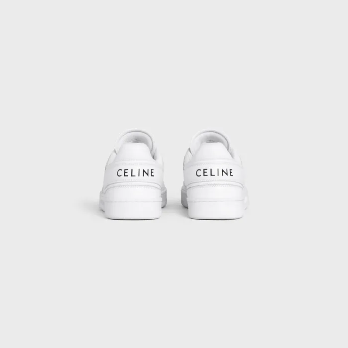 Celine Trainer Low LaceUp Sneaker In Calfskin Optic White Women CELINE SNEAKERS