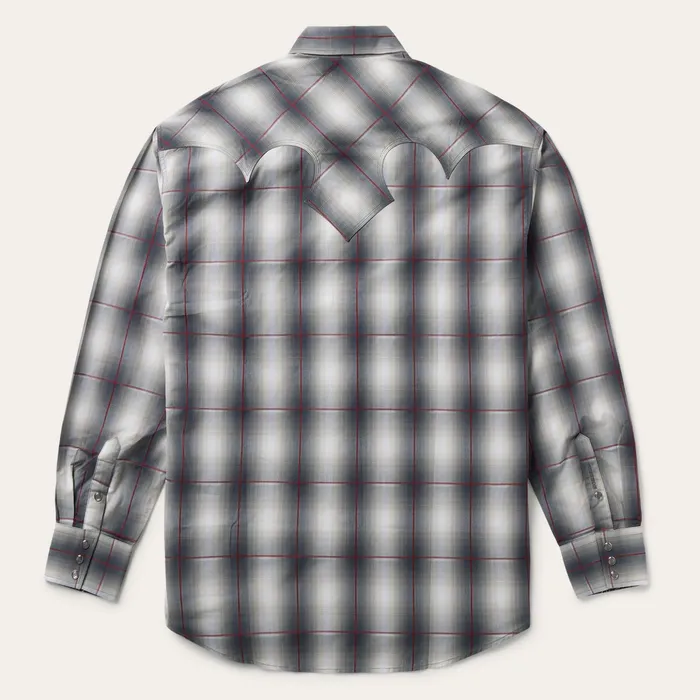 Classic Cut Men Stetson Smoke Ombre Western Shirt Grey