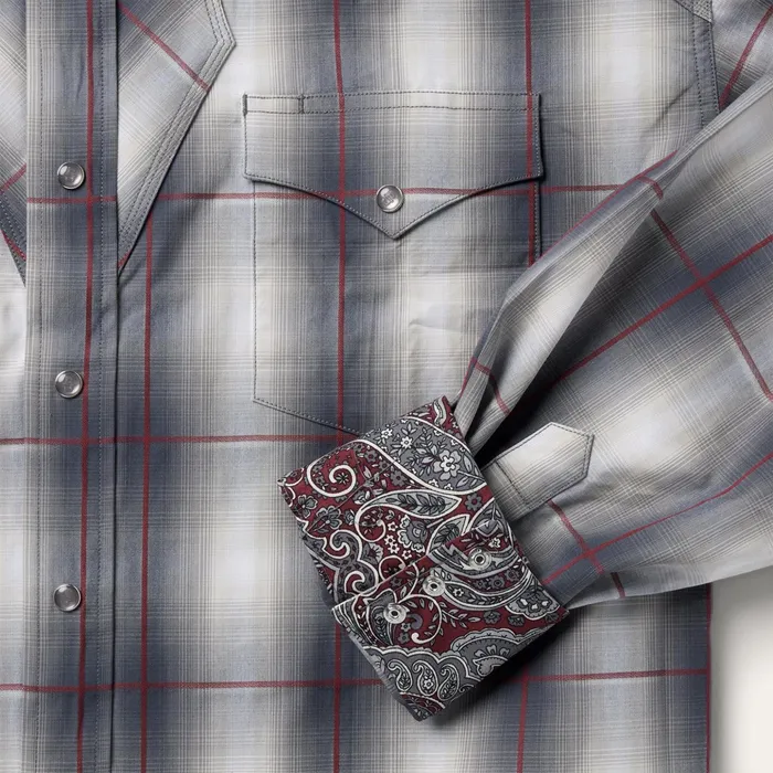 Classic Cut Men Stetson Smoke Ombre Western Shirt Grey