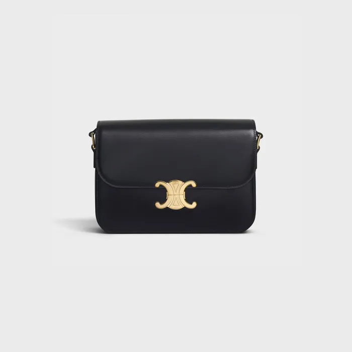 Classique Triomphe Bag In Shiny Calfskin Black Women CELINE TRIOMPHE