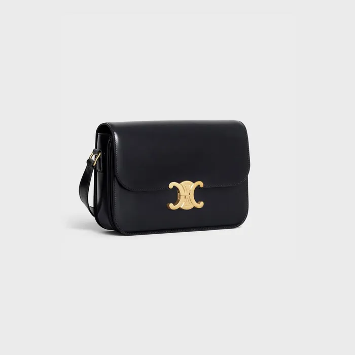 Classique Triomphe Bag In Shiny Calfskin Black Women CELINE TRIOMPHE