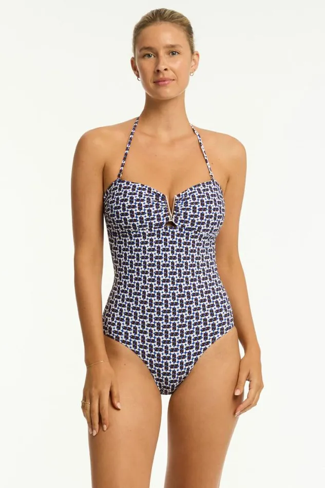 Coast V Bar Bandeau One Piece Coast Cobalt Women Sea Level One Pieces