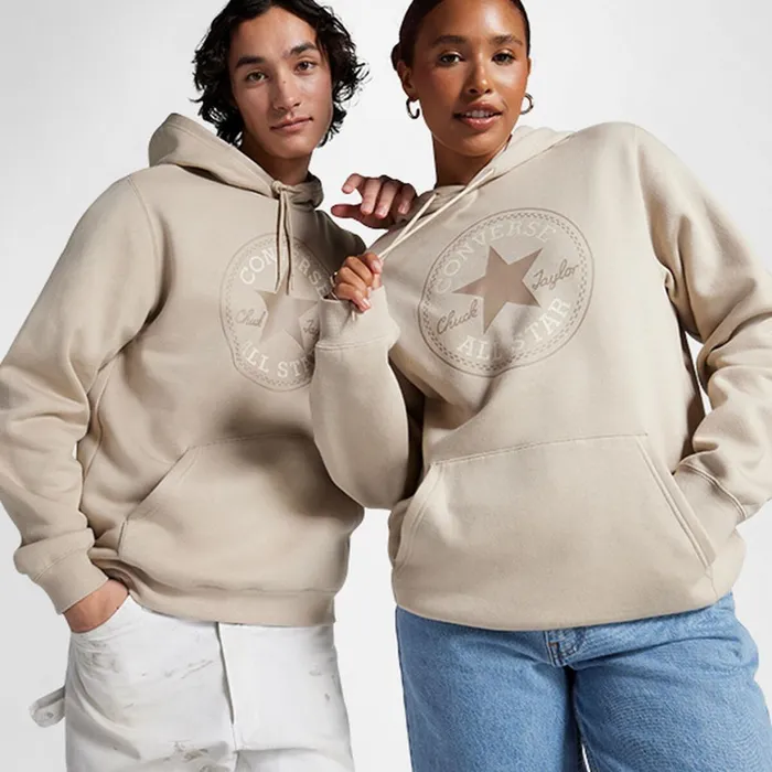 Converse Jackets and Sweatshirts Converse GoTo All Star Patch StandardFit Fleece Pullover Hoodie Beach Stone White 8211 MenWomen Converse Jackets and Sweatshirts Converse GoTo All Star Patch StandardFit Fleece Pullover Hoodie Beach Stone White 8211 MenWomen