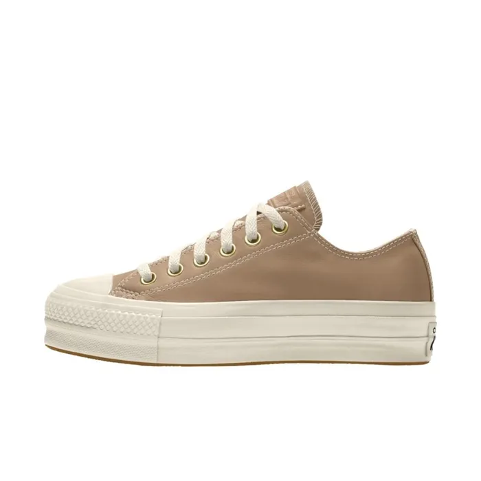 Converse Platforms Custom Chuck Taylor All Star Lift Platform Leather By You Champagne Tan 8211 MenWomen