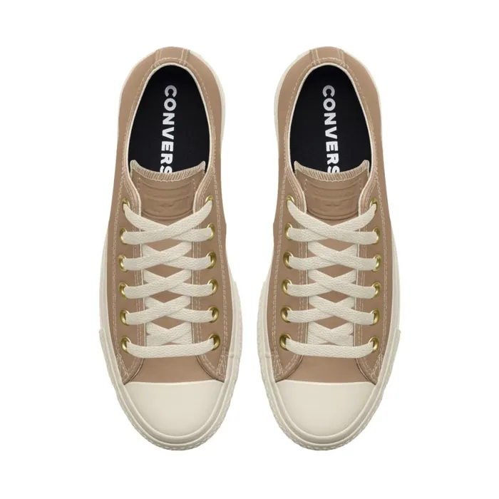 Converse Platforms Custom Chuck Taylor All Star Lift Platform Leather By You Champagne Tan 8211 MenWomen
