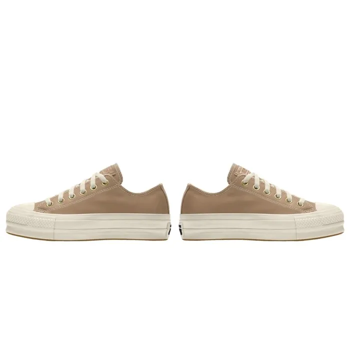 Converse Platforms Custom Chuck Taylor All Star Lift Platform Leather By You Champagne Tan 8211 MenWomen