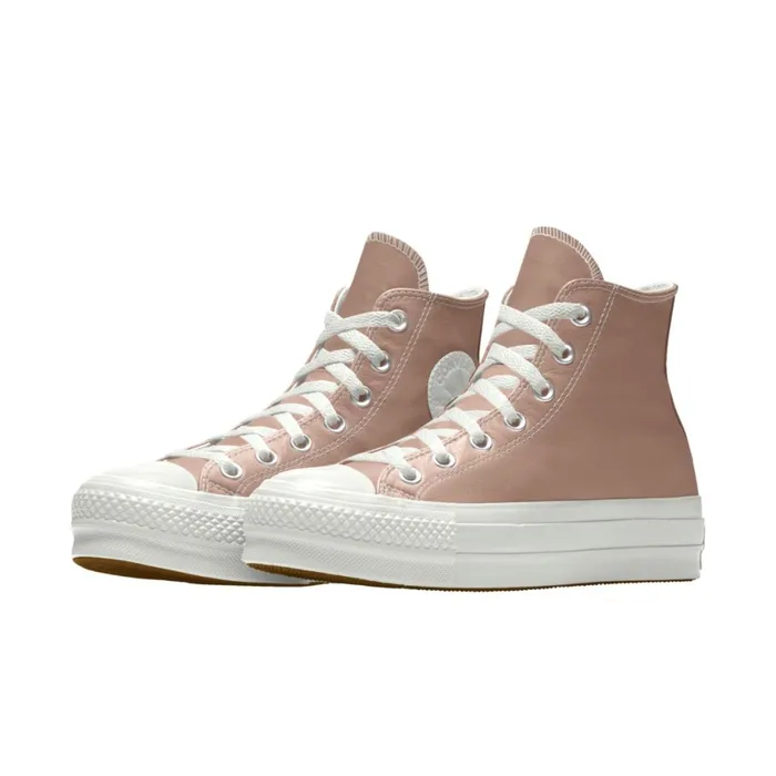 Converse Platforms Custom Chuck Taylor All Star Lift Platform Leather By You Vachetta Beige 8211 MenWomen