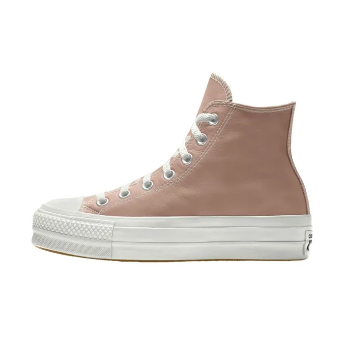 Converse Platforms Custom Chuck Taylor All Star Lift Platform Leather By You Vachetta Beige 8211 MenWomen