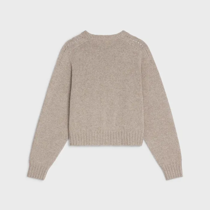 Crew Neck Sweater In Seamless Cashmere Sand Women CELINE KNITWEAR