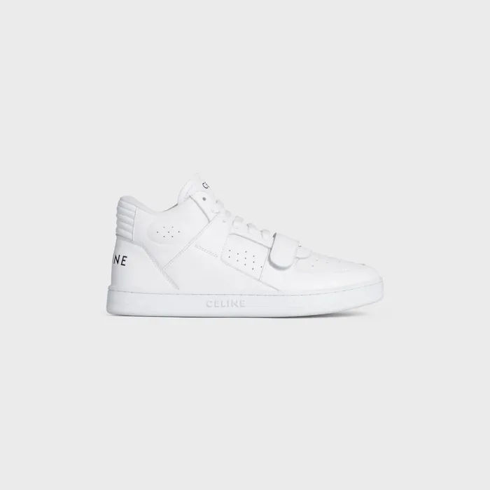 Ct02 Celine Trainer Mid Sneaker With Scratch In Calfskin Optic White Women CELINE SNEAKERS Ct02 Celine Trainer Mid Sneaker With Scratch In Calfskin Optic White Women CELINE SNEAKERS