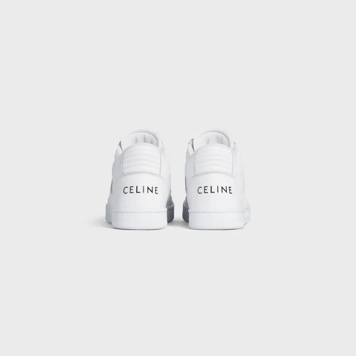 Ct02 Celine Trainer Mid Sneaker With Scratch In Calfskin Optic White Women CELINE SNEAKERS