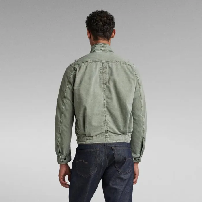 Denim Jackets Men GStar RAW Utility Flap Pocket Zip Jacket Sun Faded Iceberg Green