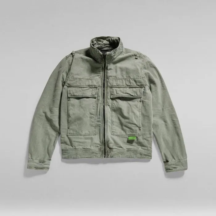 Denim Jackets Men GStar RAW Utility Flap Pocket Zip Jacket Sun Faded Iceberg Green
