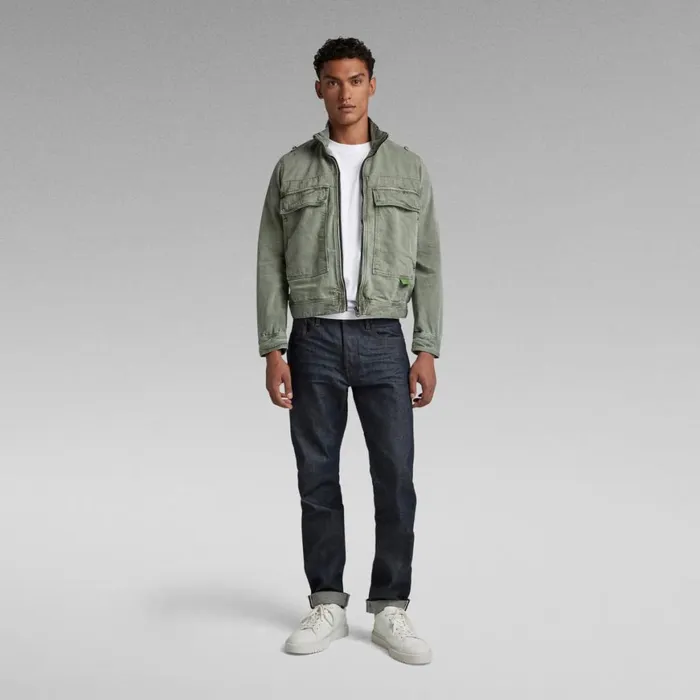 Denim Jackets Men GStar RAW Utility Flap Pocket Zip Jacket Sun Faded Iceberg Green
