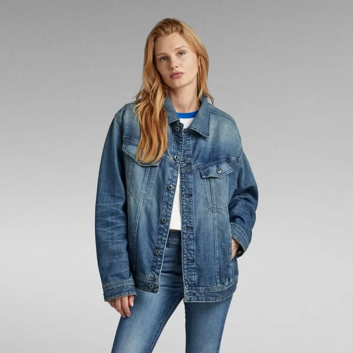 Denim Jackets Women GStar RAW Oversized Western Jacket Evergreen Antique Faded Niagara Denim Jackets Women GStar RAW Oversized Western Jacket Evergreen Antique Faded Niagara