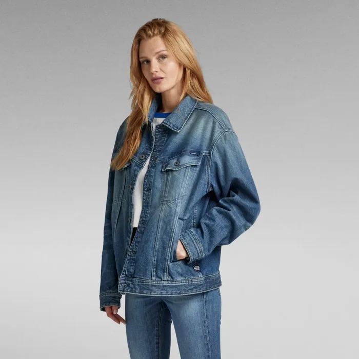 Denim Jackets Women GStar RAW Oversized Western Jacket Evergreen Antique Faded Niagara