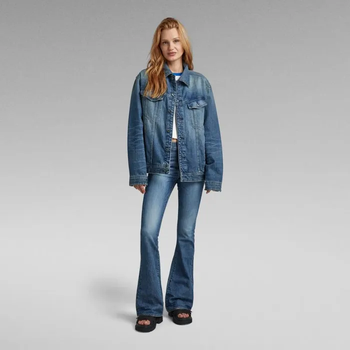 Denim Jackets Women GStar RAW Oversized Western Jacket Evergreen Antique Faded Niagara