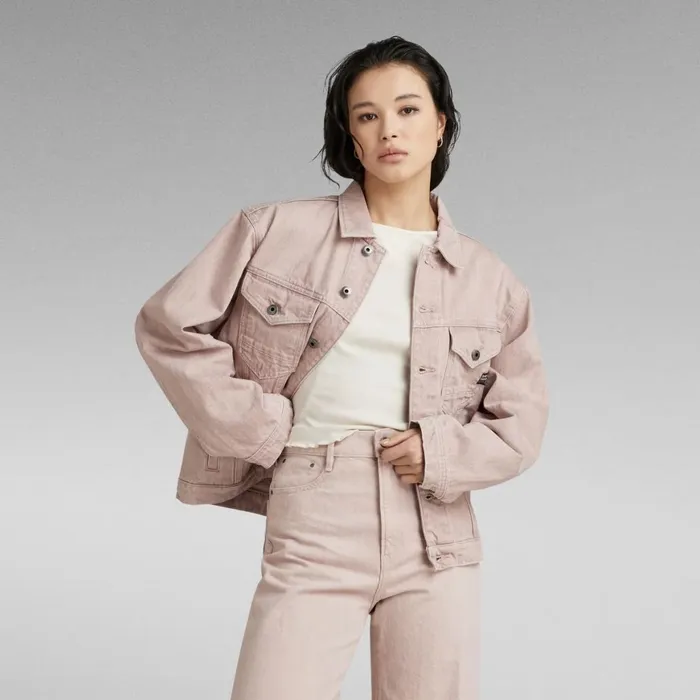 Denim Jackets Women GStar RAW Premium Oversized Jacket Faded Frosty Pink