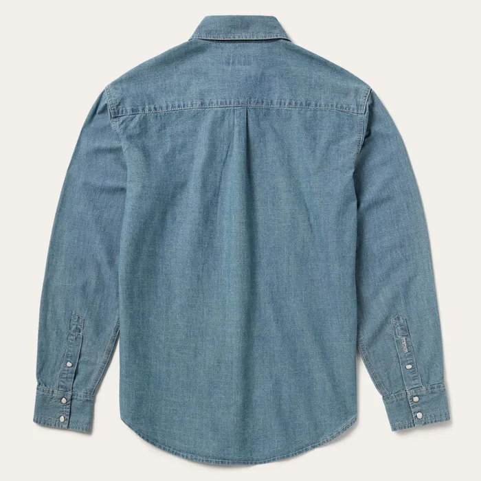 Denim Shirts Men Stetson One Pocket Chambray Denim Shirt Blue