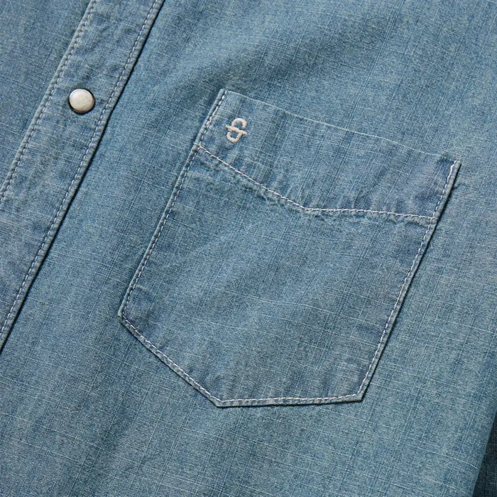 Denim Shirts Men Stetson One Pocket Chambray Denim Shirt Blue