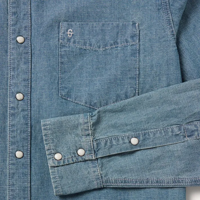 Denim Shirts Men Stetson One Pocket Chambray Denim Shirt Blue