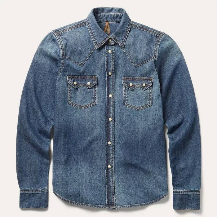 Denim Shirts Women Stetson Distressed Denim Shirt Blue