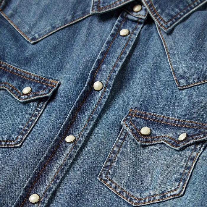 Denim Shirts Women Stetson Distressed Denim Shirt Blue