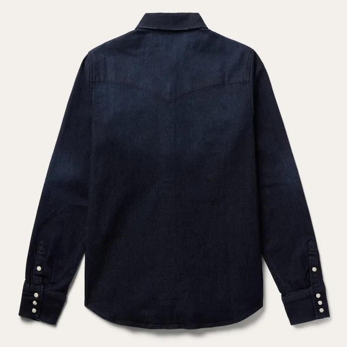 Denim Shirts Women Stetson Embroidered Dark Denim Snap Front Shirt Blue