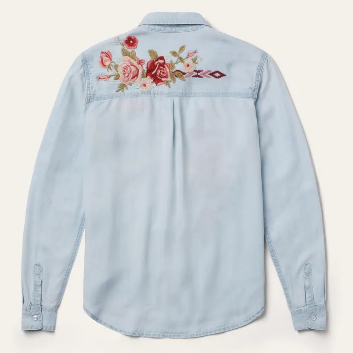 Denim Shirts Women Stetson LongSleeved Embroidered Shirt Blue