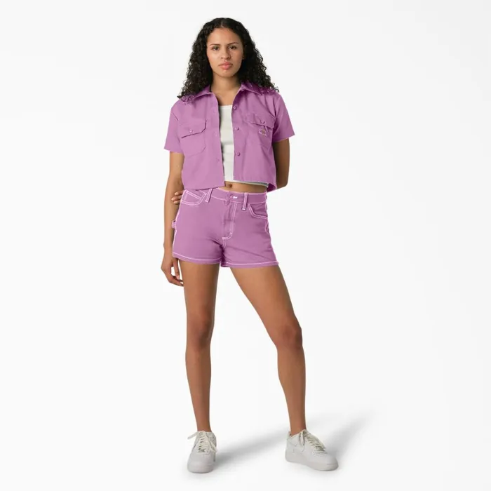 Dickies Button Up Women039s Cropped Work Shirt Wild Rose Wild Rose wr2 8211 Women Dickies Button Up Women039s Cropped Work Shirt Wild Rose Wild Rose wr2 8211 Women