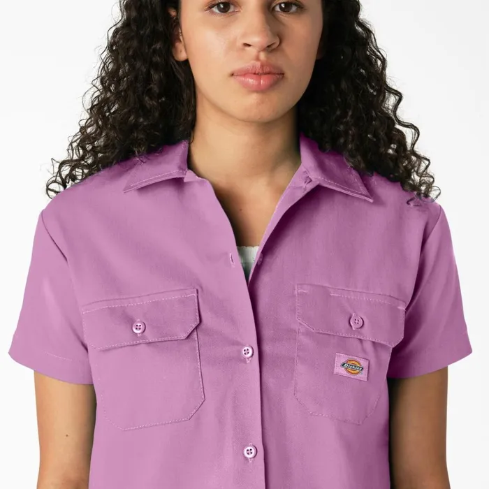 Dickies Button Up Women039s Cropped Work Shirt Wild Rose Wild Rose wr2 8211 Women Dickies Button Up Women039s Cropped Work Shirt Wild Rose Wild Rose wr2 8211 Women
