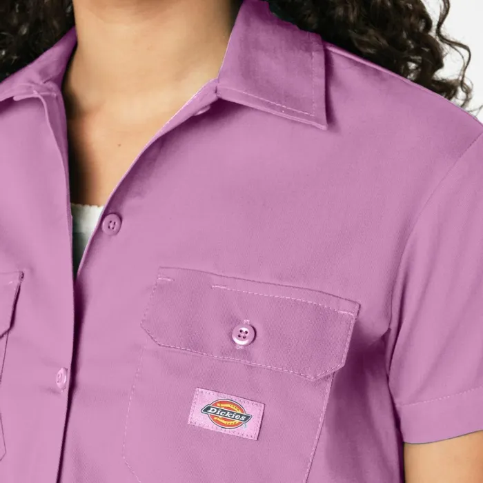 Dickies Button Up Women039s Cropped Work Shirt Wild Rose Wild Rose wr2 8211 Women Dickies Button Up Women039s Cropped Work Shirt Wild Rose Wild Rose wr2 8211 Women