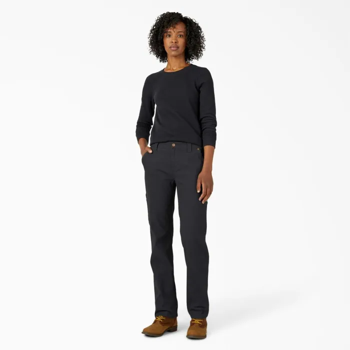 Dickies Carpenter Women039s FLEX Relaxed Straight Fit Duck Carpenter Pants Rinsed Black Rinsed Black rbk 8211 Women Dickies Carpenter Women039s FLEX Relaxed Straight Fit Duck Carpenter Pants Rinsed Black Rinsed Black rbk 8211 Women
