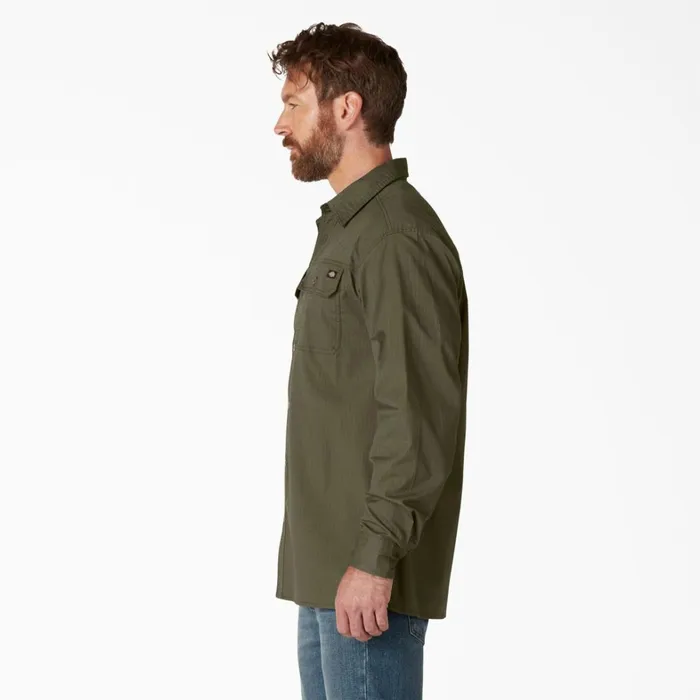 Dickies Long Sleeve Work Shirts FLEX Ripstop Long Sleeve Shirt Rinsed Military Green Rinsed Military Green rml 8211 Men Dickies Long Sleeve Work Shirts FLEX Ripstop Long Sleeve Shirt Rinsed Military Green Rinsed Military Green rml 8211 Men